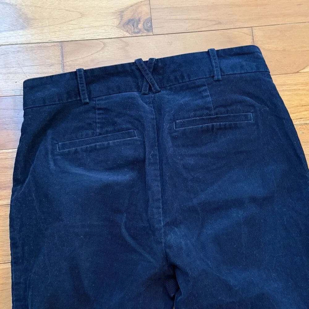 Women Anthropologie The Essential Corduroy Cropped Flare Trousers Dark Blue Sz 6 - Picture 5 of 10